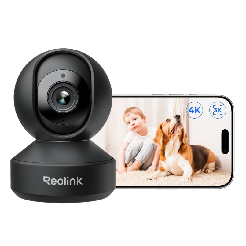 REOLINK 4K UHD Pan & Tilt Dual-Band Wi-Fi 6 Indoor Security Camera with 3X Optical Zoom, Auto-Tracking, People/Pet Detection, Crying Sound Detection, Privacy Mode, and Bluetooth Setup, E1 Zoom White