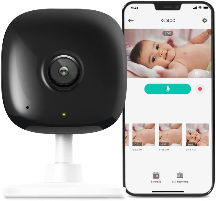 Kasa 1080p Indoor Wired Security Camera - Works as a Baby Monitor & Pet Camera, Motion Detection & Tracking, 2-Way Audio, Night Vision, Subscription-Free Local Storage or Optional Cloud, EC60