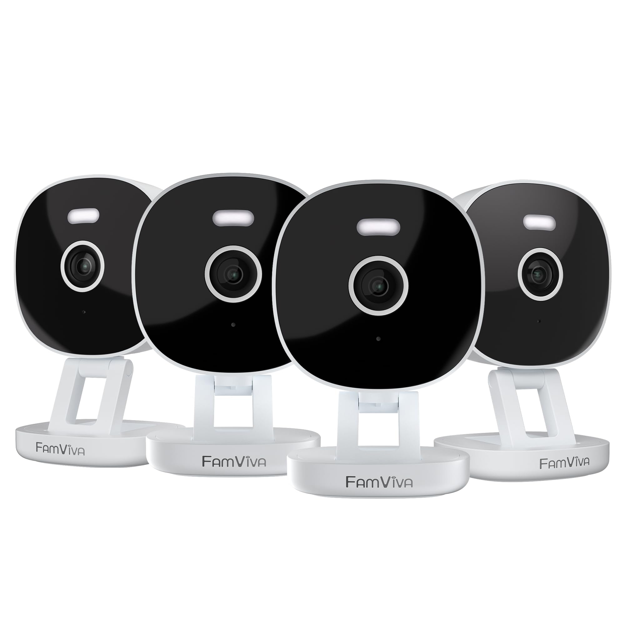 2K Wired Security Camera, Indoor/Outdoor for Home, Pet, Baby, Nanny, IP65 Waterproof Color Night Vision, White Light & Siren, Recording, Motion Detection, Works with Alexa,Pulg in, Black-4P