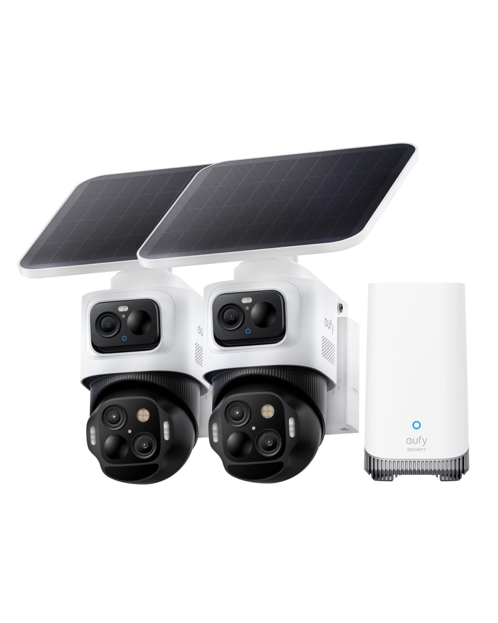 eufy Security eufyCam S4,4K Solar Camera Wireless Outdoor, Triple Lens Bullet-PTZ Cam, 360° View, 8X Auto Zoom, AI Recognition,AI Track, Color Night Vision, 0 Monthly Fee, Built in 32 GB Storage