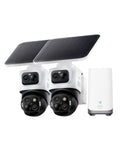 eufy Security eufyCam S4,4K Solar Camera Wireless Outdoor, Triple Lens Bullet-PTZ Cam, 360° View, 8X Auto Zoom, AI Recognition,AI Track, Color Night Vision, 0 Monthly Fee, Built in 32 GB Storage