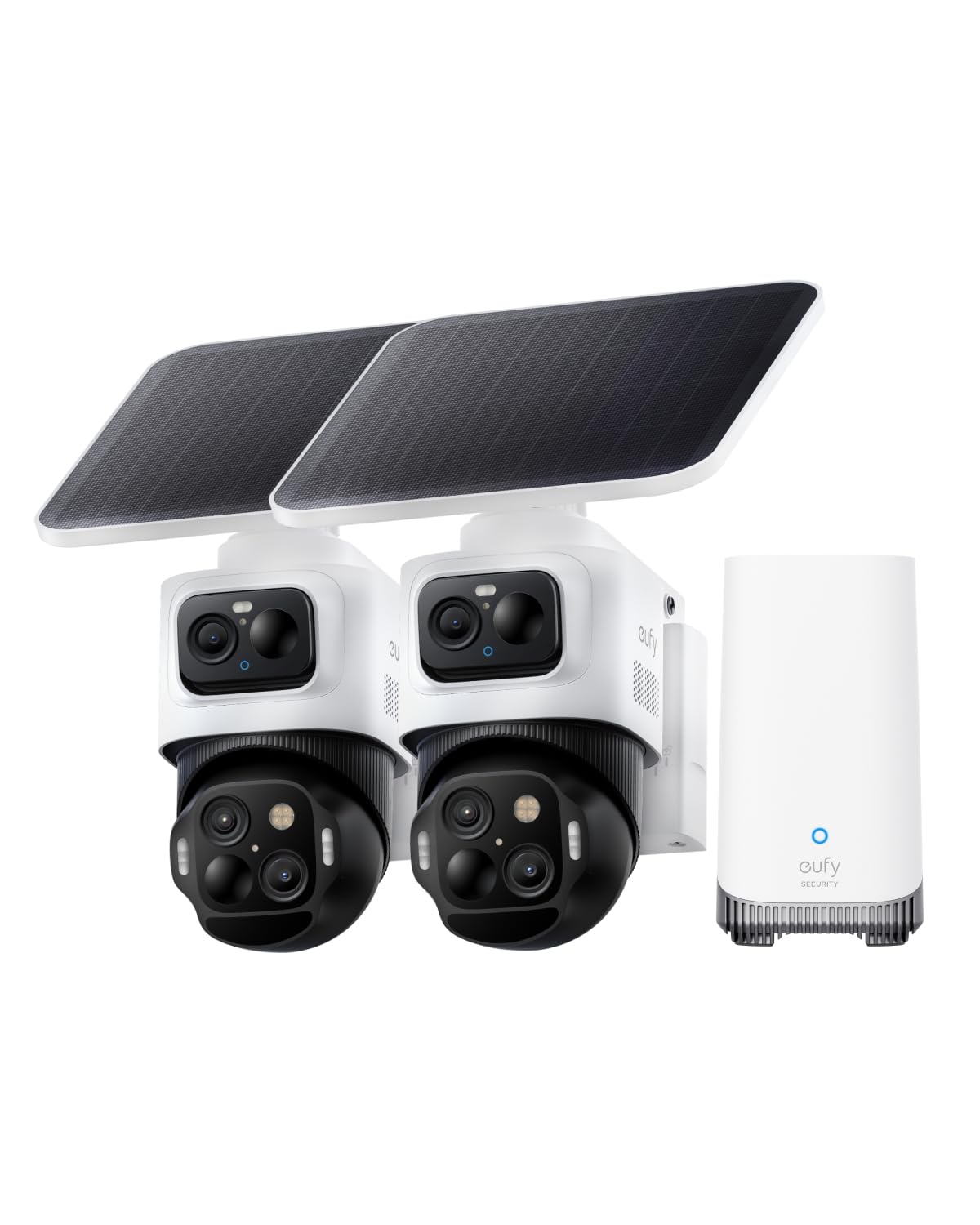 eufy Security eufyCam S4,4K Solar Camera Wireless Outdoor, Triple Lens Bullet-PTZ Cam, 360° View, 8X Auto Zoom, AI Recognition,AI Track, Color Night Vision, 0 Monthly Fee, Built in 32 GB Storage