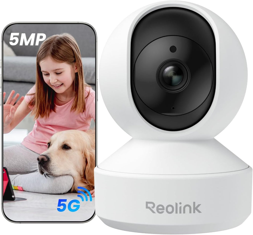 Reolink E1 Pro PT Wi-Fi Indoor Camera for Baby & Pet Monitoring, Auto Tracking, 3K 5MP Night Vision Enhanced by F1.6 Aperture, Person/Pet/Baby Crying Detection, 2.4/5GHz Wi-Fi, Two-Way Audio