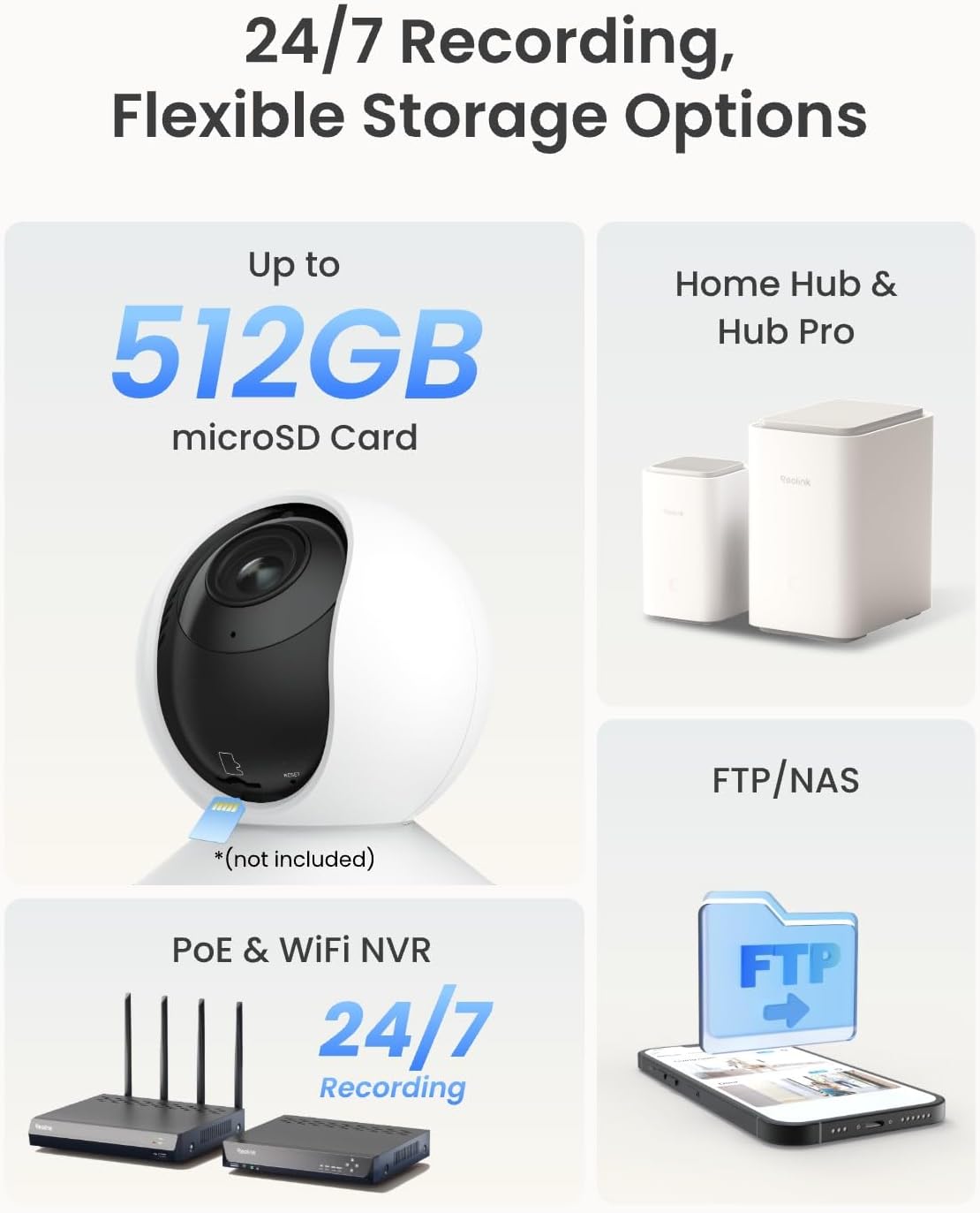 REOLINK 4K UHD Pan & Tilt Dual-Band Wi-Fi 6 Indoor Security Camera with 3X Optical Zoom, Auto-Tracking, People/Pet Detection, Crying Sound Detection, Privacy Mode, and Bluetooth Setup, E1 Zoom White