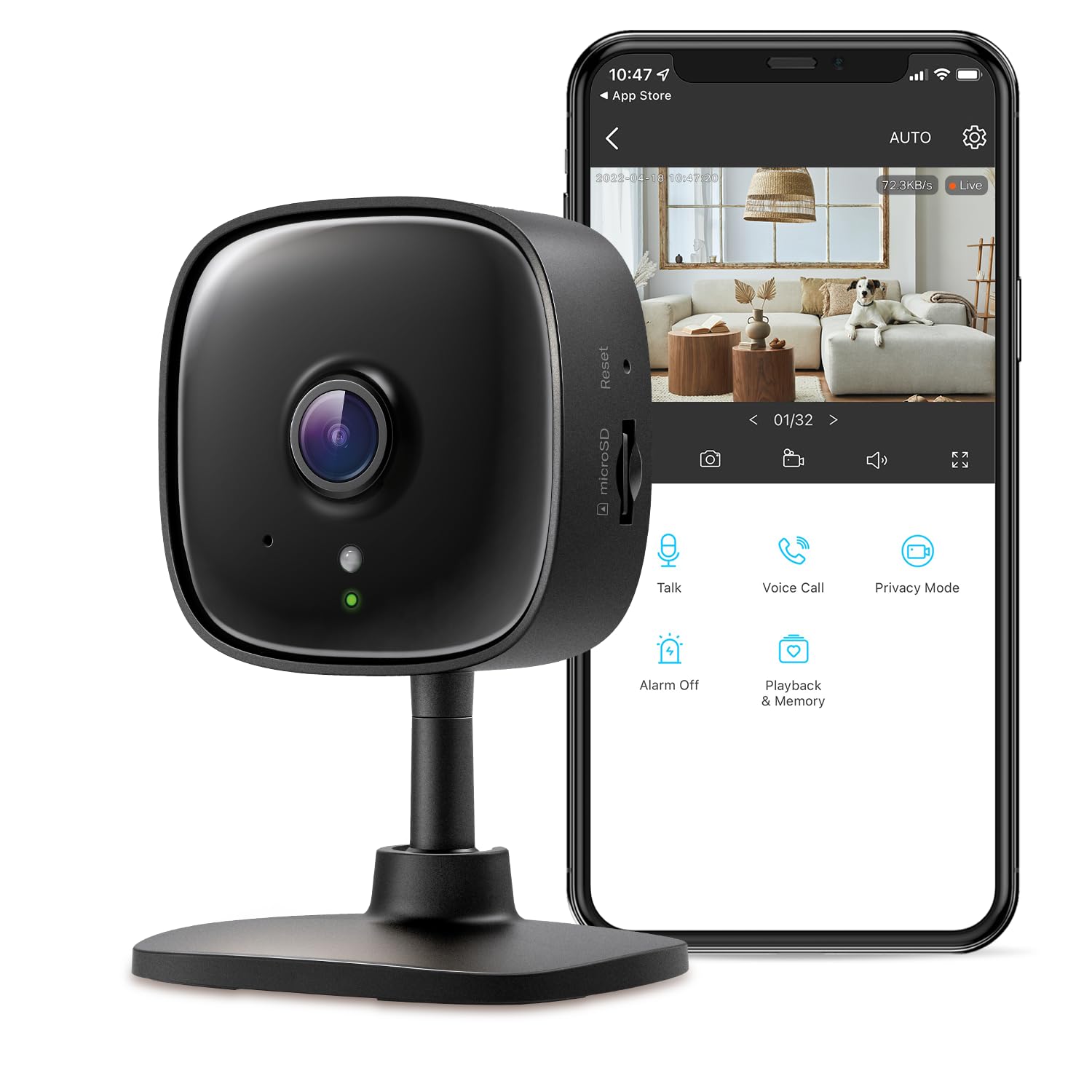 Tapo 2K Indoor Security Camera for Baby Monitor, Dog Camera w/Motion Detection, 2-Way Audio Siren, Night Vision, Cloud & SD Card Storage(Up to 512GB), Works w/Alexa & Google Assistant C110