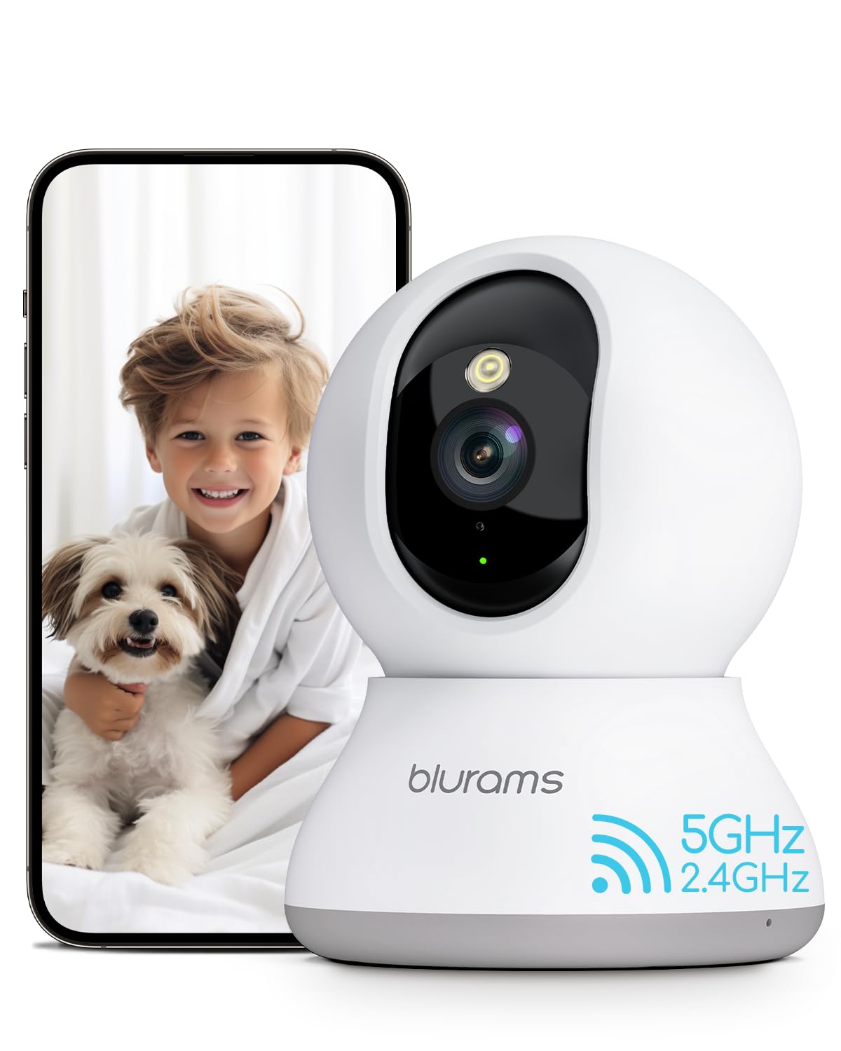 blurams 5G Cameras for Home Security, 2K Pet Camera with Phone App, 360° PTZ Indoor Camera w/Dual-Band WiFi6, Free Human/Motion/Sound Detection, 2-Way Talk, Night Vision, Compatible with Alexa, 2Pack