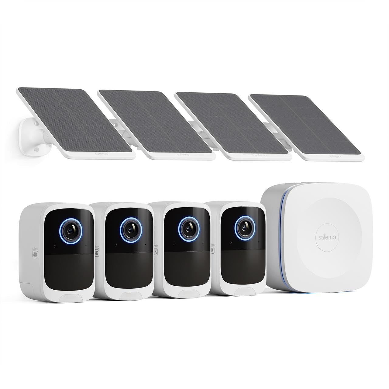 4K Security Cameras Wireless Outdoor/Indoor, Battery Cameras for Home Security, No Monthly Fees, 32G Local Storage, Advanced AI, 5W Solar Panels, Color Night Vision, 2-Way Audio, 2.4Ghz WiFi