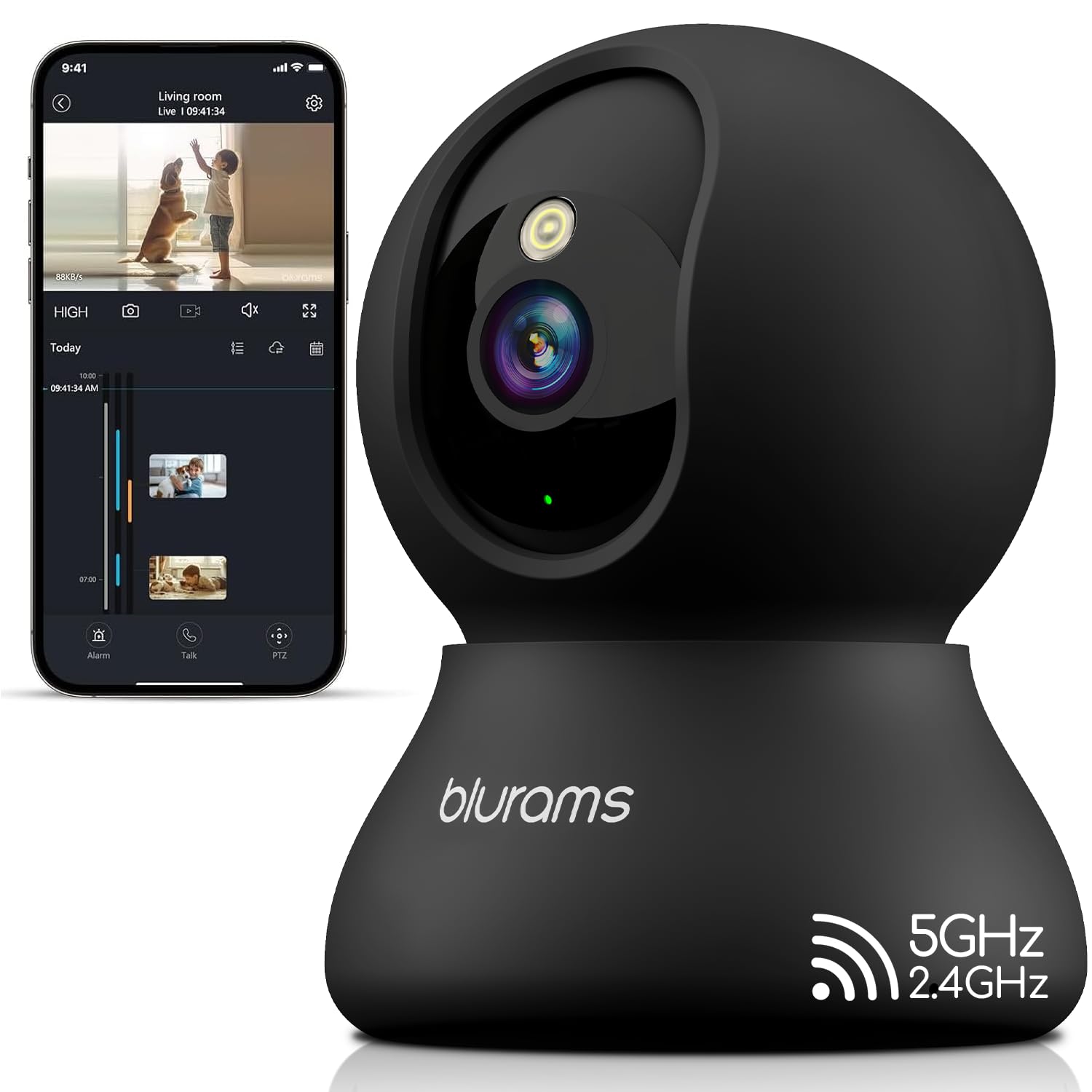 blurams Security Camera 2K, Baby Monitor Dog Camera 360-degree for Home Security (White-2Pack)
