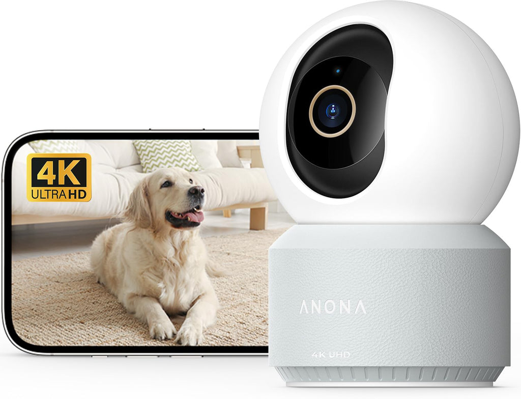 Anona 4K UHD Indoor Camera, Pet/Dog/Baby Security Camera with Phone App, 360°Pan-Tilt, 5G/2.4G Dual-Band Wi-Fi 6, Auto-Tracking, Person/Pet/Baby Crying Detection, Privacy Mode, Two-Way Audio, 2 Pack