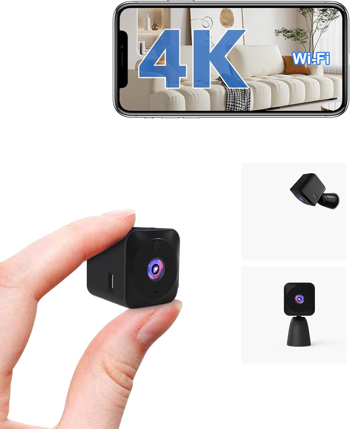 AOBOCAM 1080P HD Mini Camera for Indoor Security with App Control Motion Detection & Night Vision Wireless WiFi Rechargeable Pet Camera for Home/Office 24/7 Cycle Save