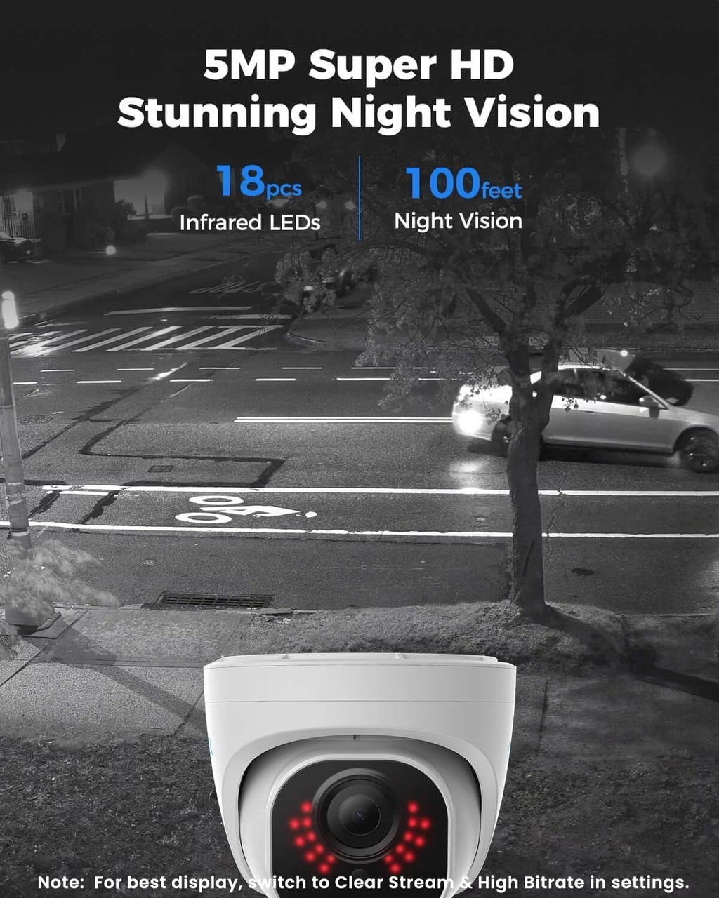 REOLINK Wired Security Camera Outdoor, IP PoE Dome Surveillance Camera, Smart Human/Vehicle Detection, Work with Smart Home, 100ft 5MP HD IR Night Vision, Up to 512GB microSD Card, RLC-520A