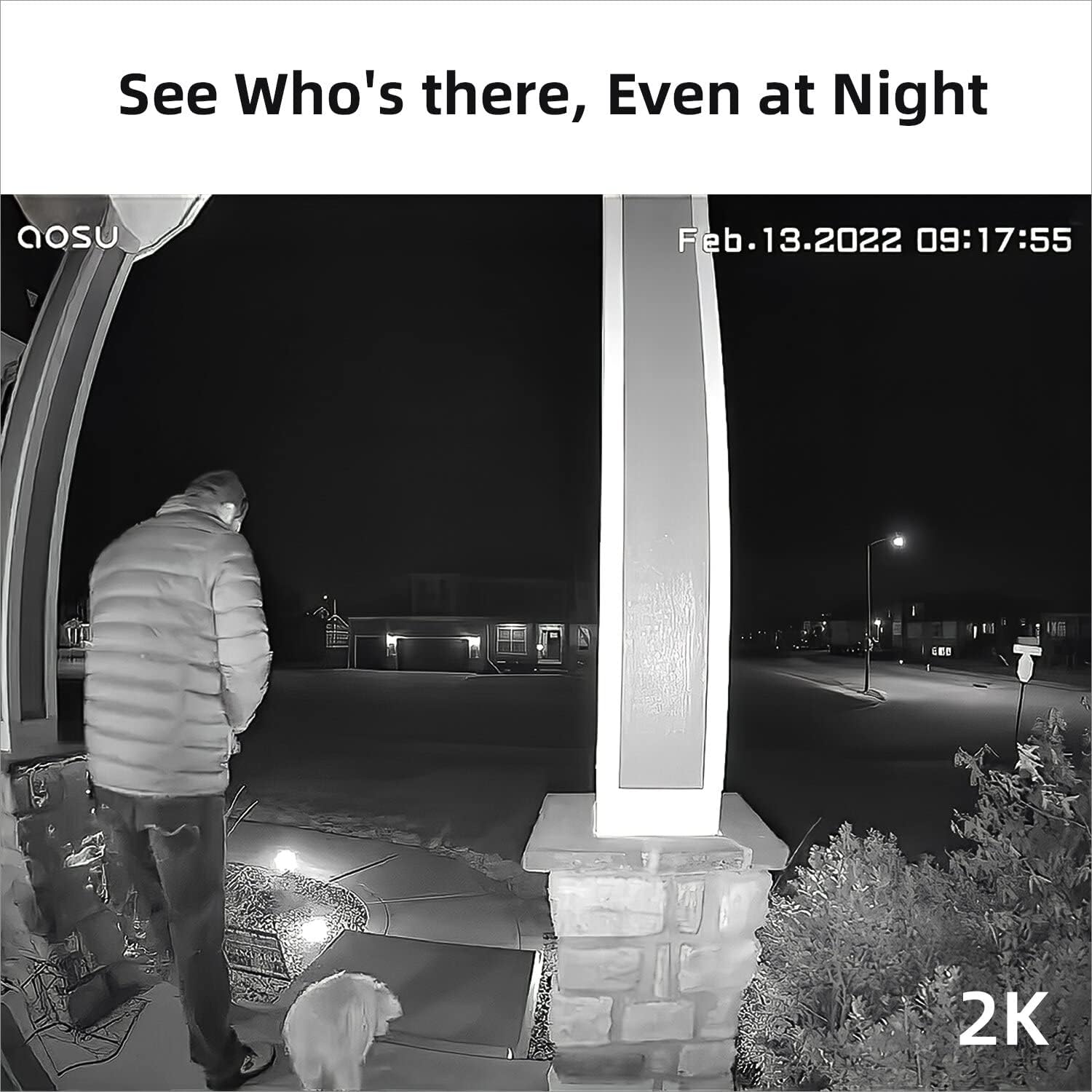 Wireless Doorbell Camera, Battery-Powered Video Doorbell with aosuBase Mini, 2K Resolution, Support Local Storage, 2.4GHz WiFi, 180-Day Battery Life, AI Detection, Work with Alexa & Google Assistant