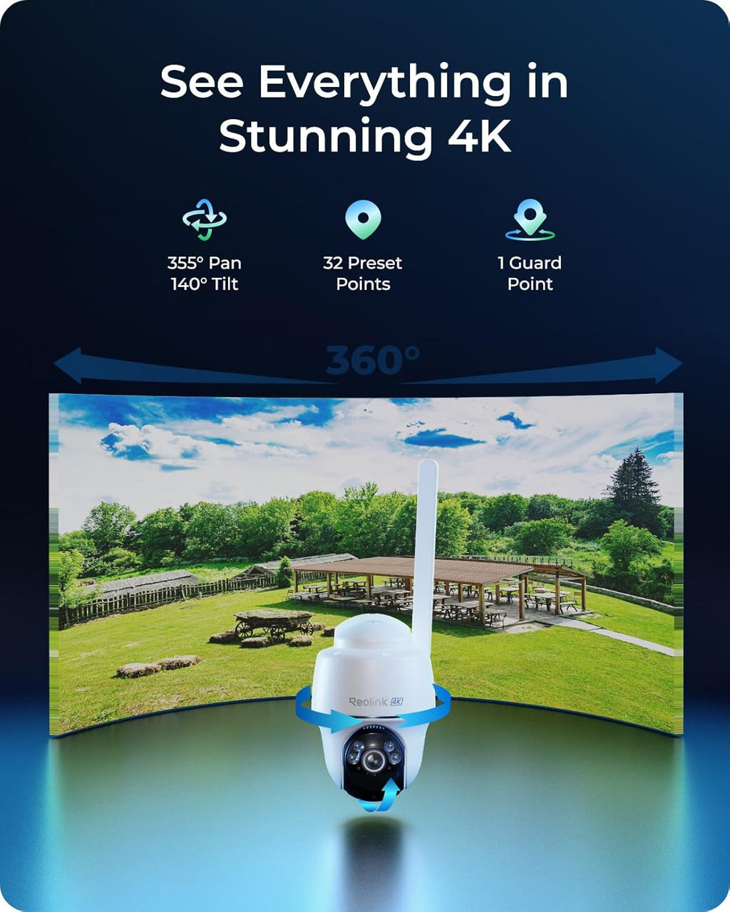 REOLINK 4K LTE Cellular Security Camera Wireless Outdoor, No WiFi 3G/4G Solar Powered, 360 Auto Tracking AI Detection, Color Night Vision, max. 512G Local Storage, SIM Card Included, Go PT Ultra+SP2