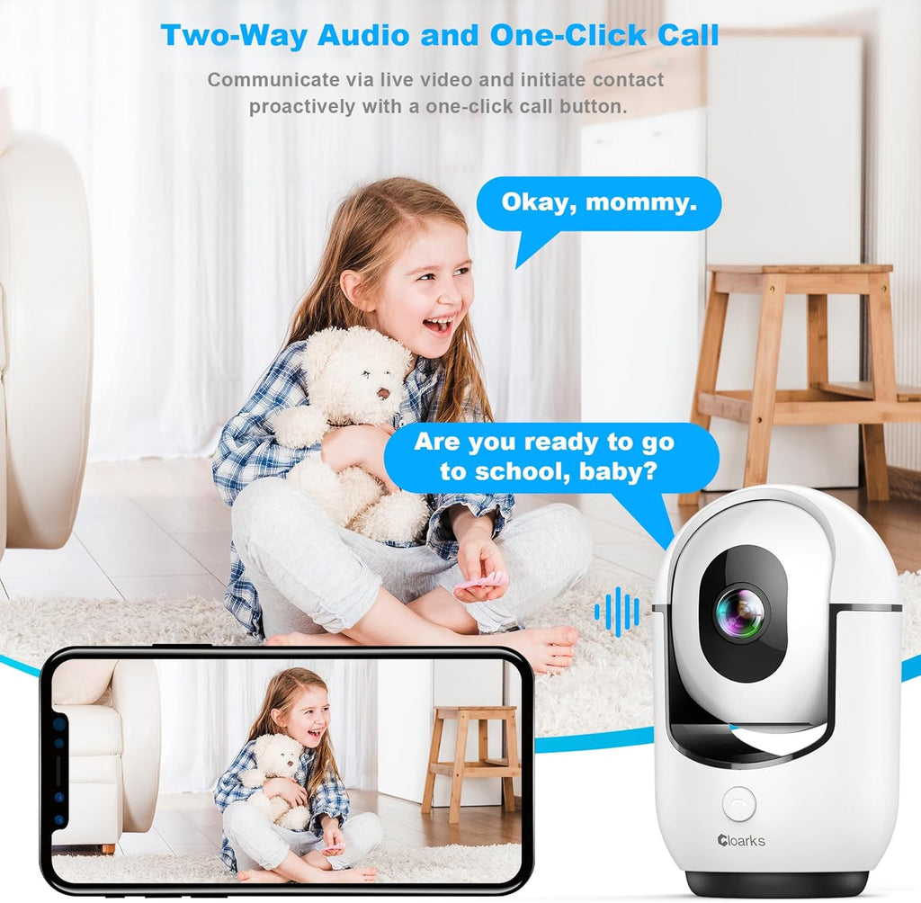 Cloarks 2K Pan/Tilt Security Camera, WiFi Indoor Cameras for Home Security with AI Motion Detection, Pet/Dog/Baby Camera with Phone App, 2-Way Audio, 24/7, Siren, TF/Cloud Storage