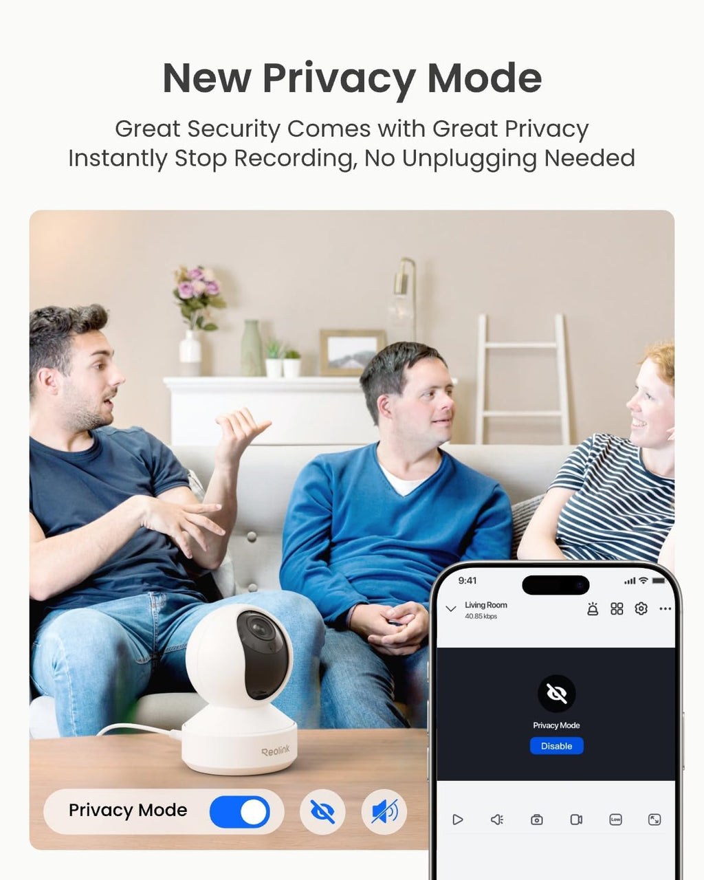 REOLINK 4K UHD Pan & Tilt Dual-Band Wi-Fi 6 Indoor Security Camera with 3X Optical Zoom, Auto-Tracking, People/Pet Detection, Crying Sound Detection, Privacy Mode, and Bluetooth Setup, E1 Zoom White