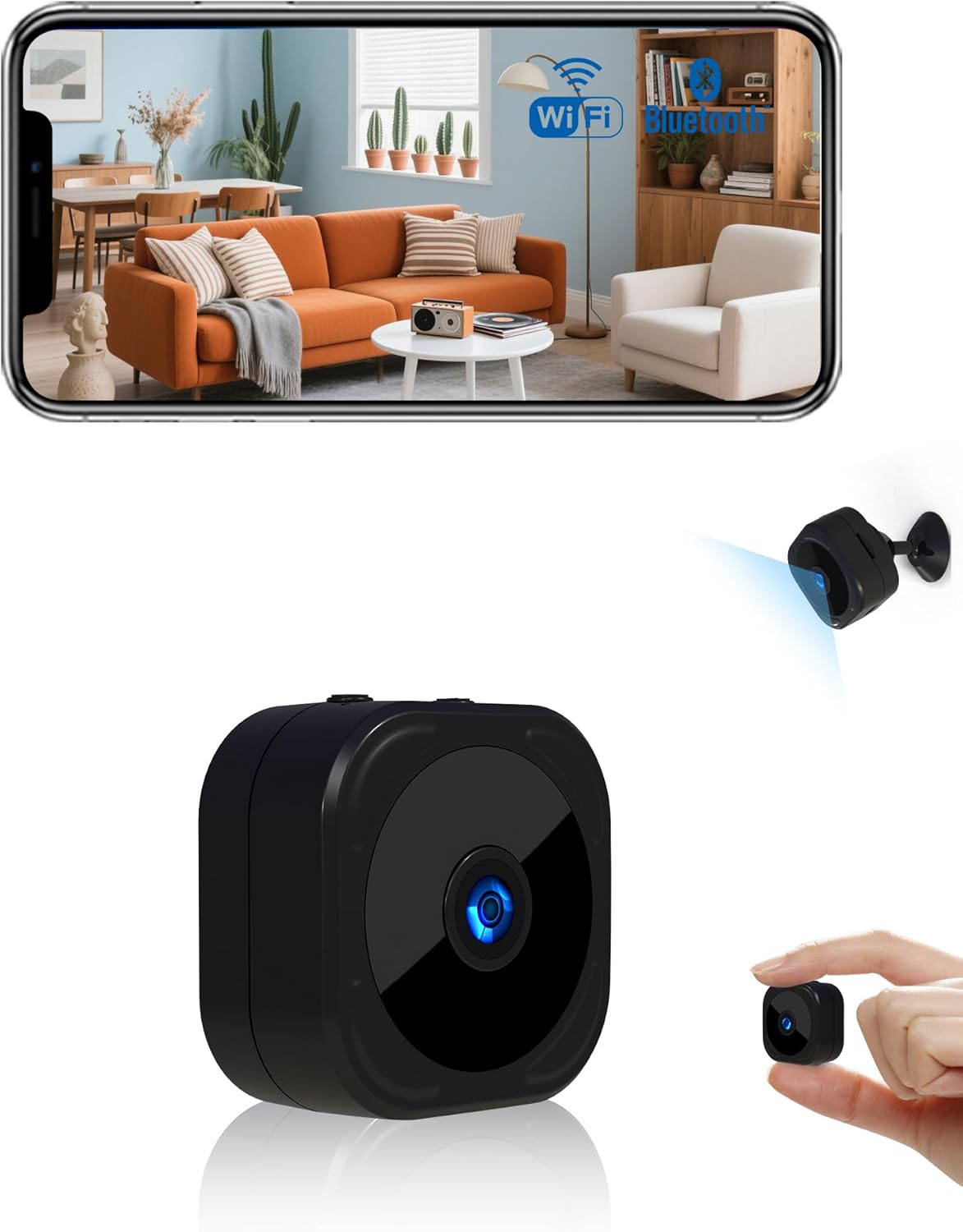 AOBOCAM 1080P HD Mini Camera for Indoor Security with App Control Motion Detection & Night Vision Wireless WiFi Rechargeable Pet Camera for Home/Office 24/7 Cycle Save