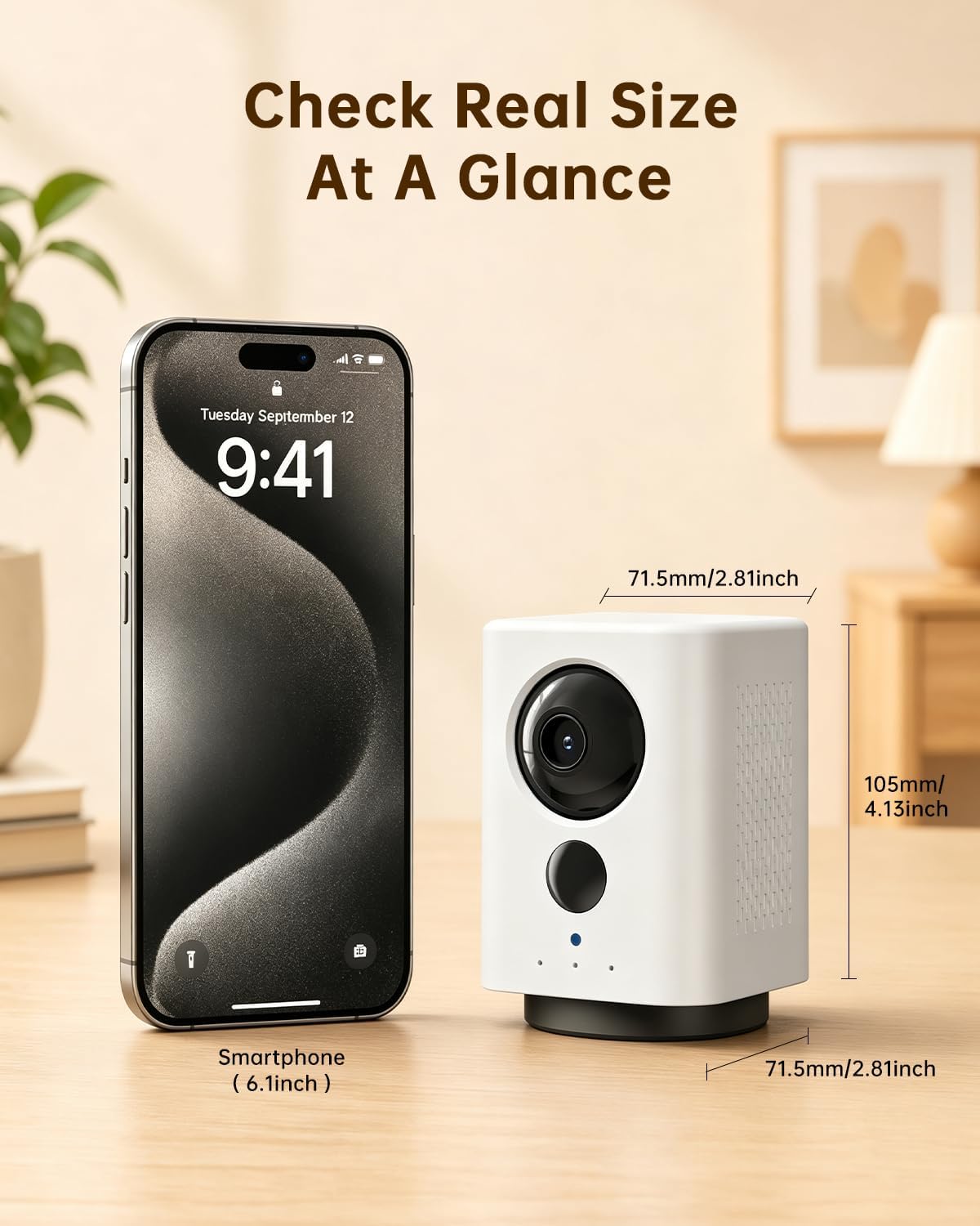 ELYSOO Wireless Indoor Camera: Battery Powered Pet/Dog Camera with Phone App, 360° Pan/Tilt, Smart Detection, No Wiring Needed, 2K Live Video, Night Vision, Portable Security Camera for Home/Pet/Baby