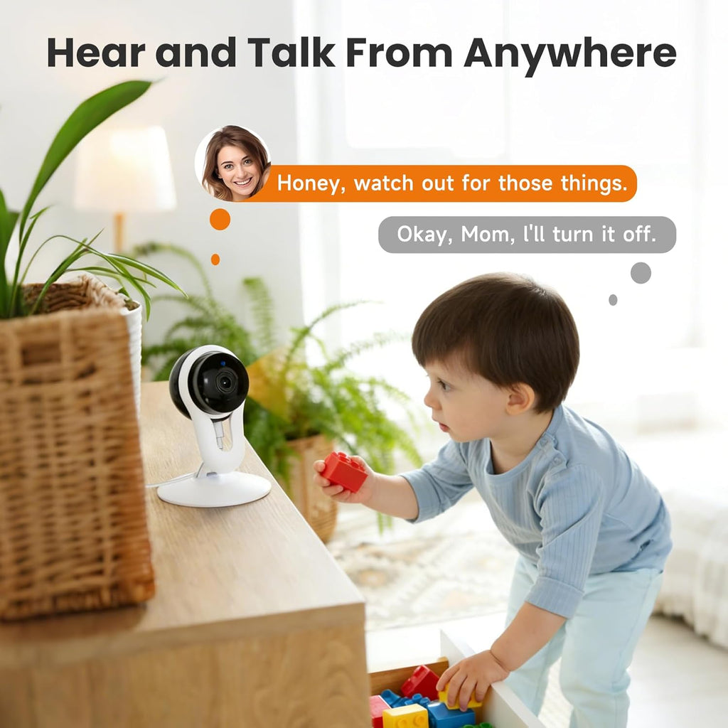 Smart Indoor Pet Camera with Phone App, 2K Home Camera for Dogs, Cats & Family, Motion & Sound Alerts, Night Vision, 2-Way Audio, Alexa Compatible