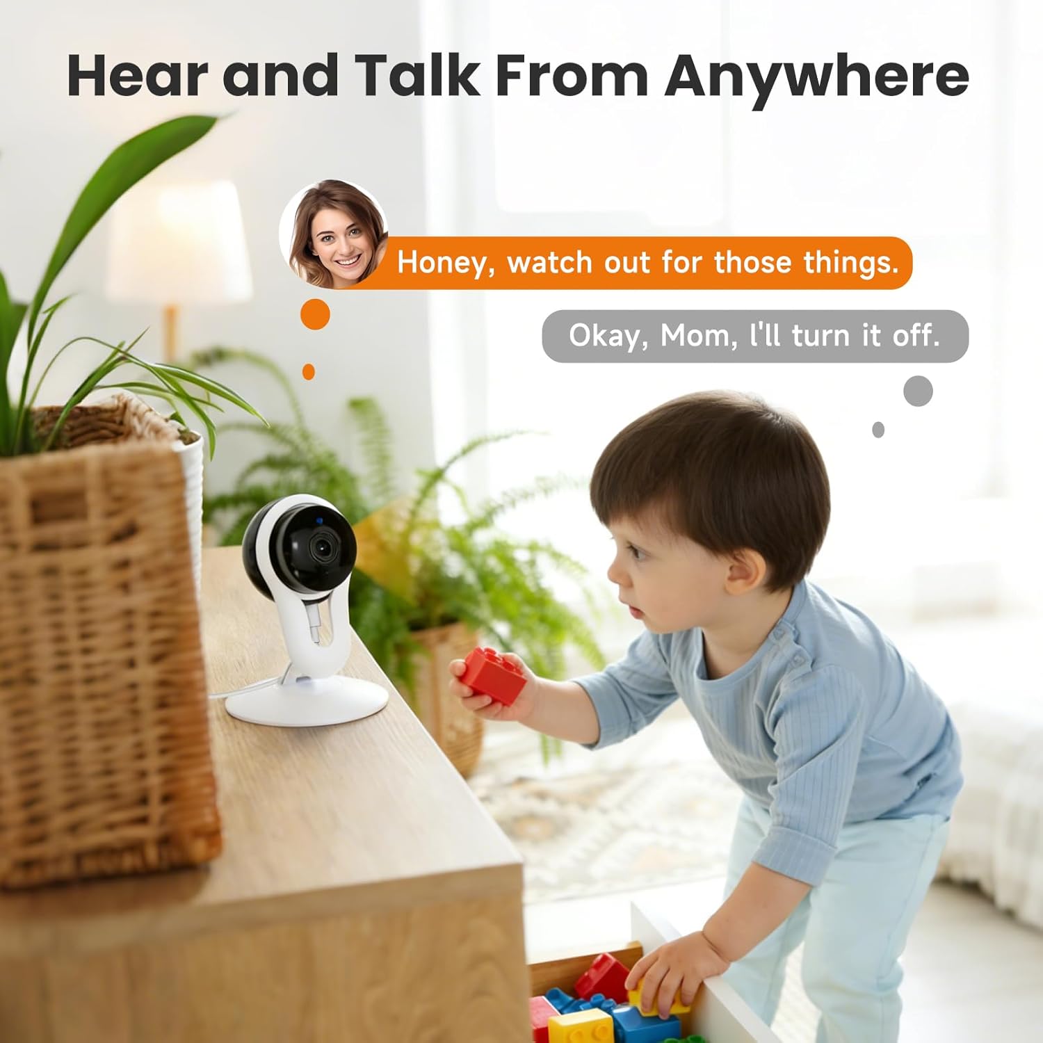 Smart Indoor Pet Camera with Phone App, 2K Home Camera for Dogs, Cats & Family, Motion & Sound Alerts, Night Vision, 2-Way Audio, Alexa Compatible