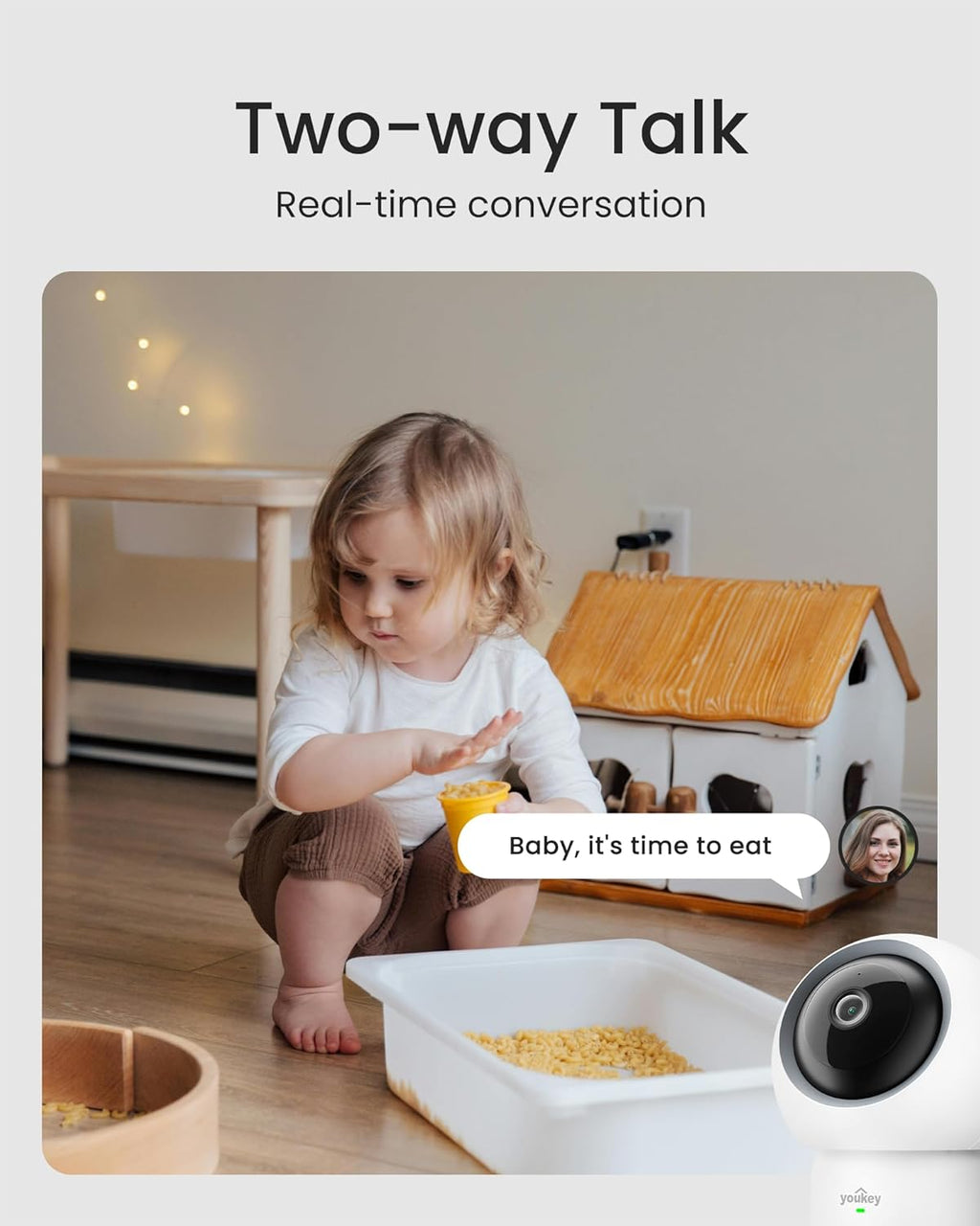 youkey 2.5K Indoor Camera, No Monthly Fees, Pan-Tilt, 360° Dog/Pet Camera for Home Security with Phone App, 5G/2.4G WiFi 6, Human/Pet/Baby Crying Detection, Auto Tracking, Two-Way Audio, Night Vision