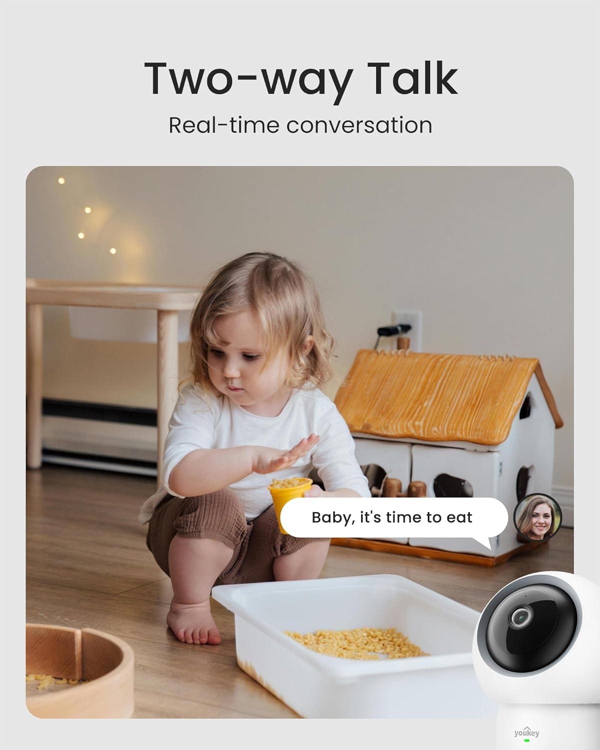 youkey 2.5K Indoor Camera, No Monthly Fees, Pan-Tilt, 360° Dog/Pet Camera for Home Security with Phone App, 5G/2.4G WiFi 6, Human/Pet/Baby Crying Detection, Auto Tracking, Two-Way Audio, Night Vision