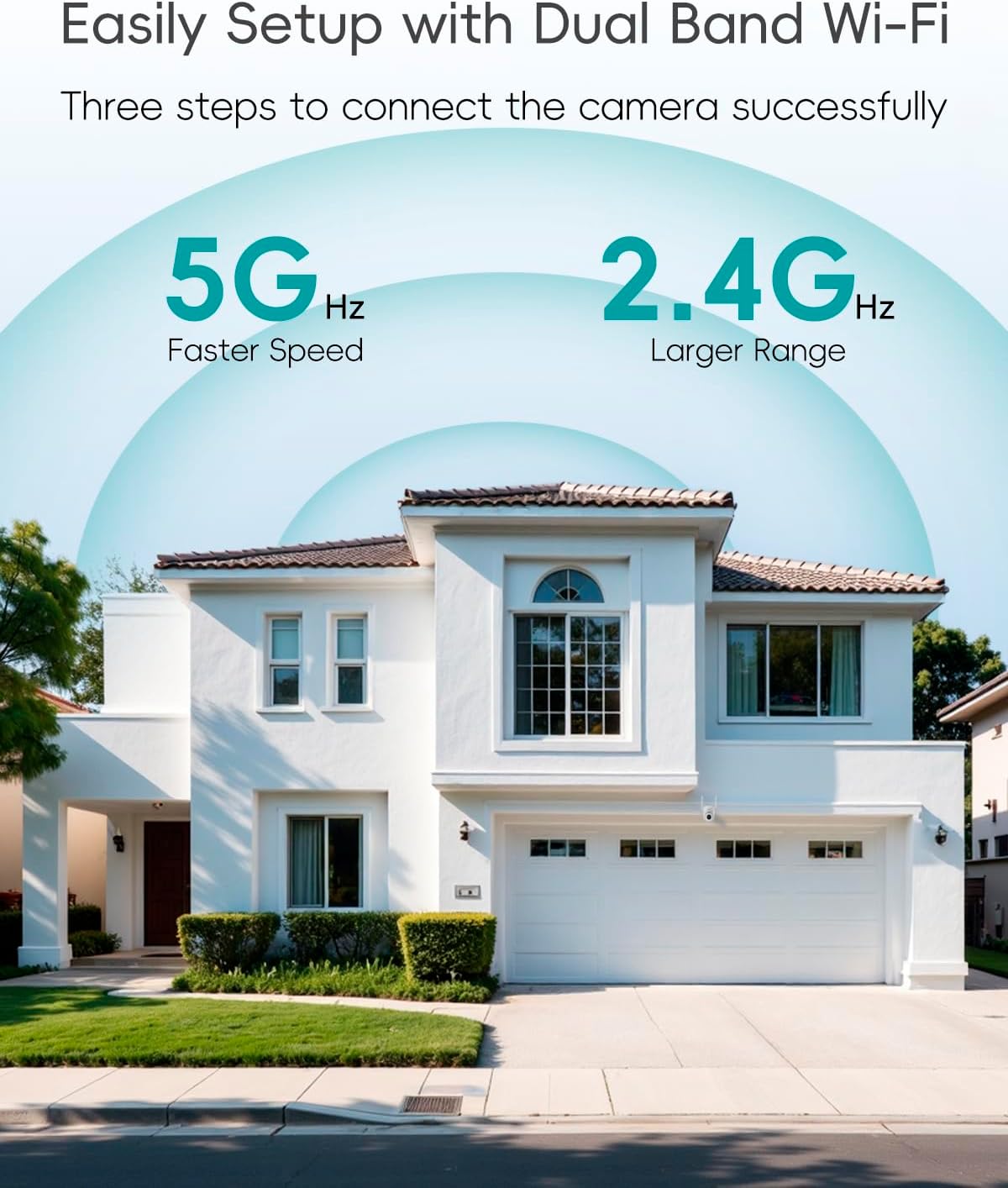 ZUMIMALL 2K 3MP Wired Camera for Home Security, 2.4G/5G WiFi Security Camera Outdoor, 24/7 Recording, AI Motion Detection, Cloud & SD Card Storage, 2-Way Audio, 360° PTZ Auto Tracking, Work with Alexa