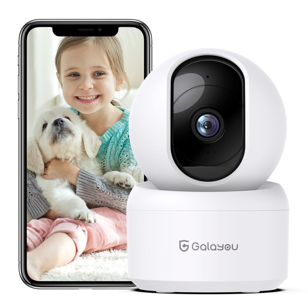 GALAYOU Indoor Security Camera 2K, Pet Camera, 360 Degree 2.4G WiFi Home Security Camera for Baby/Elder/Nanny with Night Vision, 24/7 SD Card Storage, Works with Alexa and Google Assistant G2-2Pack