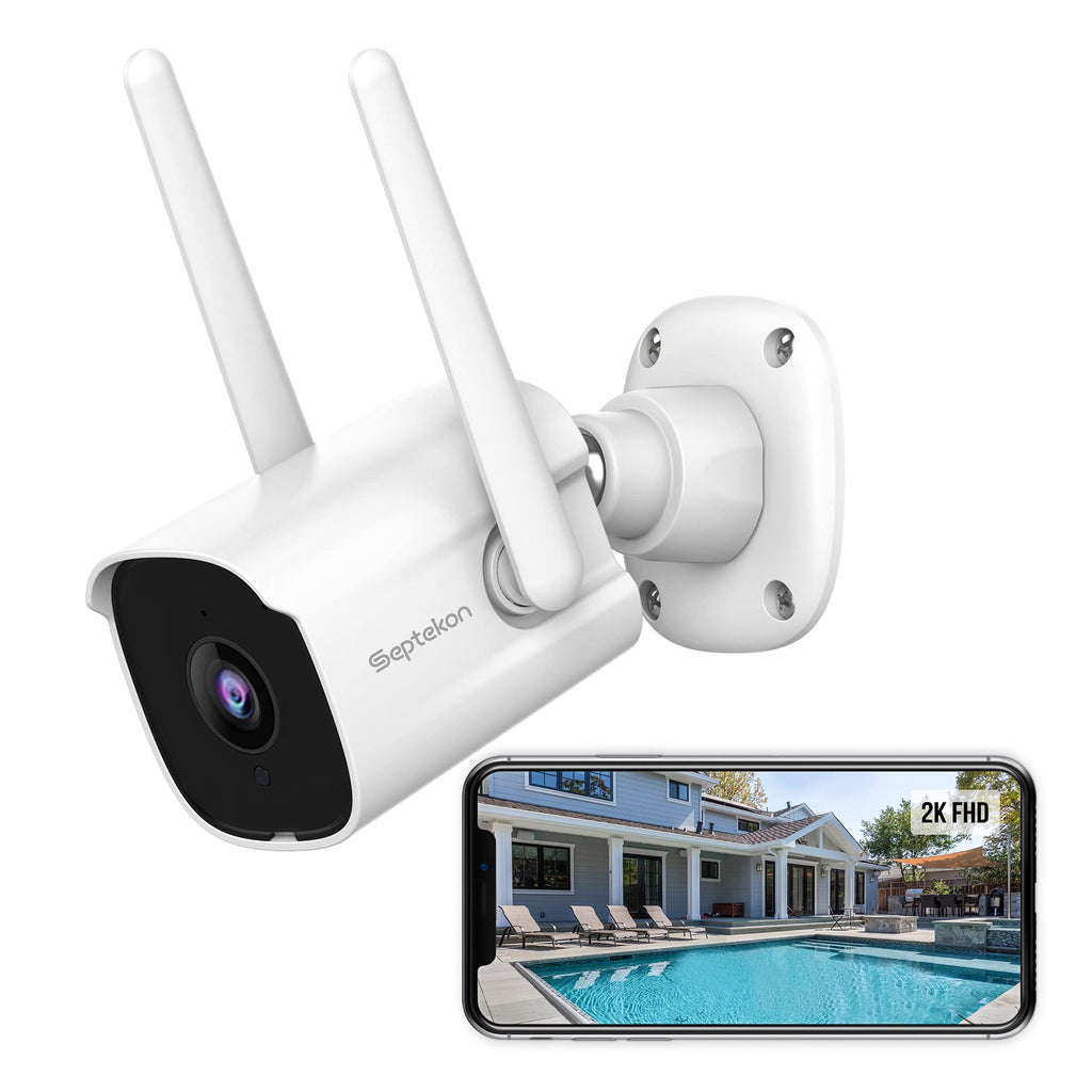 Septekon 2K Security Camera Outdoor 2 Pack, 2.4G WiFi Home Security Cameras with Smart Siren, Night Vision, Motion Detection, 2-Way Talk, Compatible with Alexa - P30