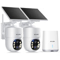 SOLIOM- 5MP Security Cameras Wireless Outdoor, No Subscription & Solar Powered,4-Cam Pack Cameras for Home Security with 360° Auto Motion Tracking, 3K Color Night Vision,5G & 2.4G Router Compatible