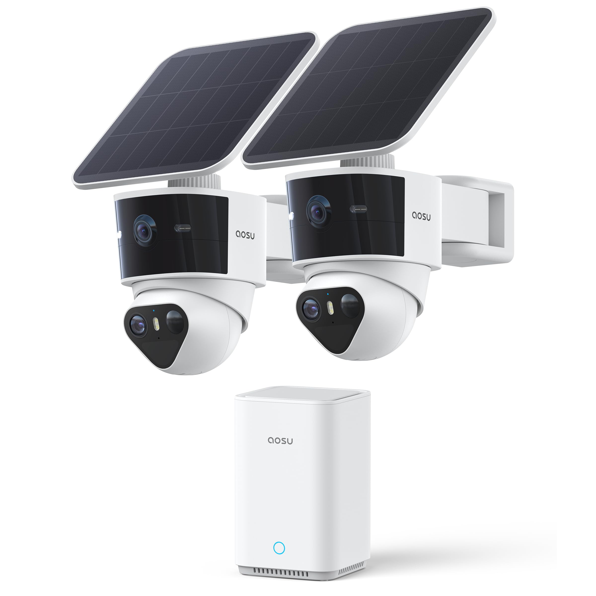 aosu T2 Pro Security Cameras Wireless Outdoor, 3K Dual Cam No Blind Spot Security Camera for Home, 170° Wide + 360° PTZ, AI Human Vehicle Tracking, Solar Powered, Local Storage
