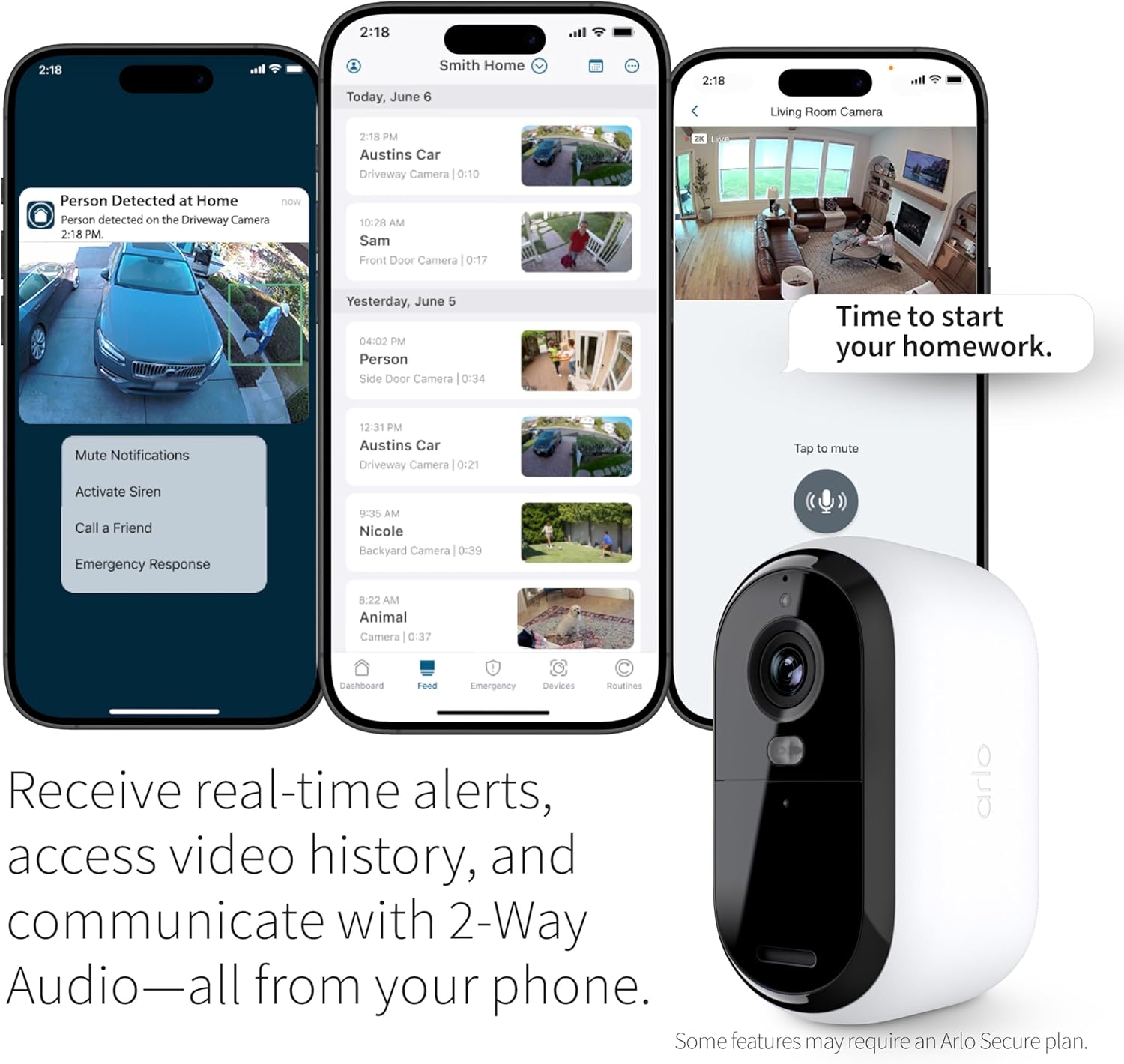 Arlo Essential Security Cameras Wireless Outdoor 2K (2nd Gen, 2023 Release) - Battery Power, Person Recognition, Package Detection, Animated Preview, 1-Month Trial of Secure Plan, 1 Cam, White